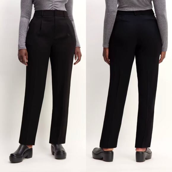 Everlane Japanese GoWeave Way-High Tapered Pant Black Women 6 NWT - Picture 1 of 14